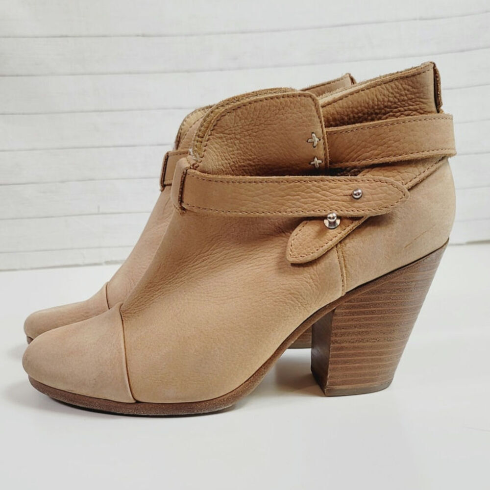 Rag & Bone Harrow Suede Leather Ankle Boots In Camel, Sz 39.5 Eu/ 9.5 Us